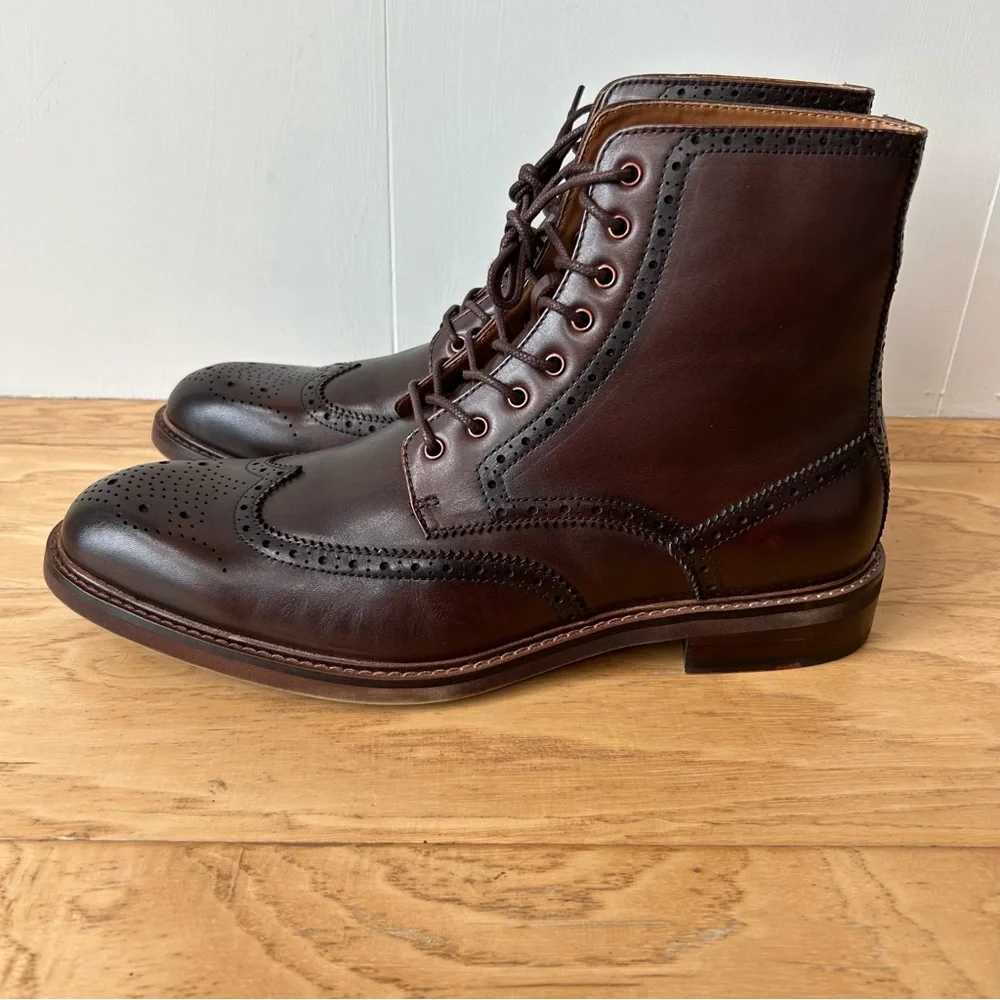 Steve Madden 9.5 D Harith Lace Up Boot Coffee Brown Leather